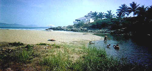 Playa Salagua at the end of the river in Manzanillo, Mexico