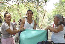 Improvised changing room at the falls