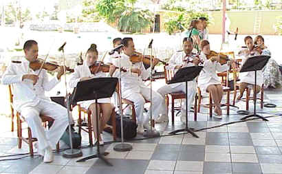 Marine orchestra tunes up.